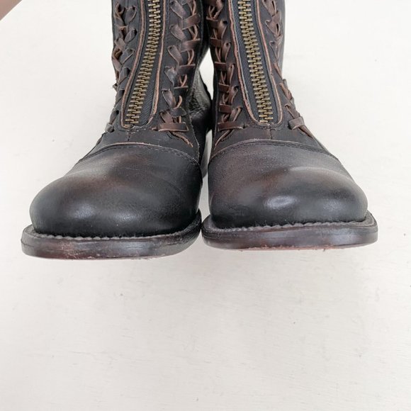 Freebird by Steven Brown Distressed Wales Zip Front Ankle Boots Booties Size 10 - Picture 5 of 12
